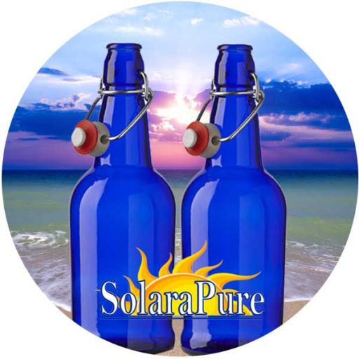 SolaraPure Original Blue Glass Solar Water Bottle